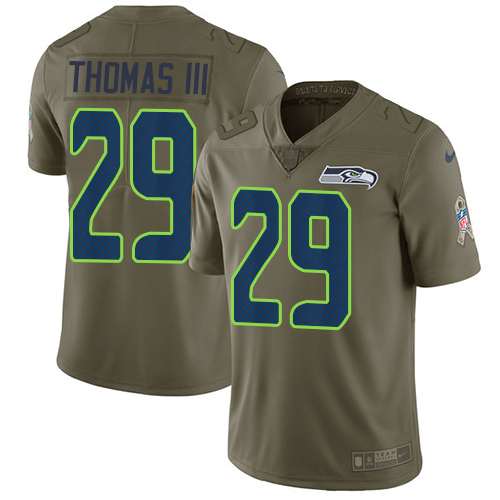Nike Seahawks #29 Earl Thomas III Olive Men's Stitched NFL Limited Salute to Service Jersey - Click Image to Close